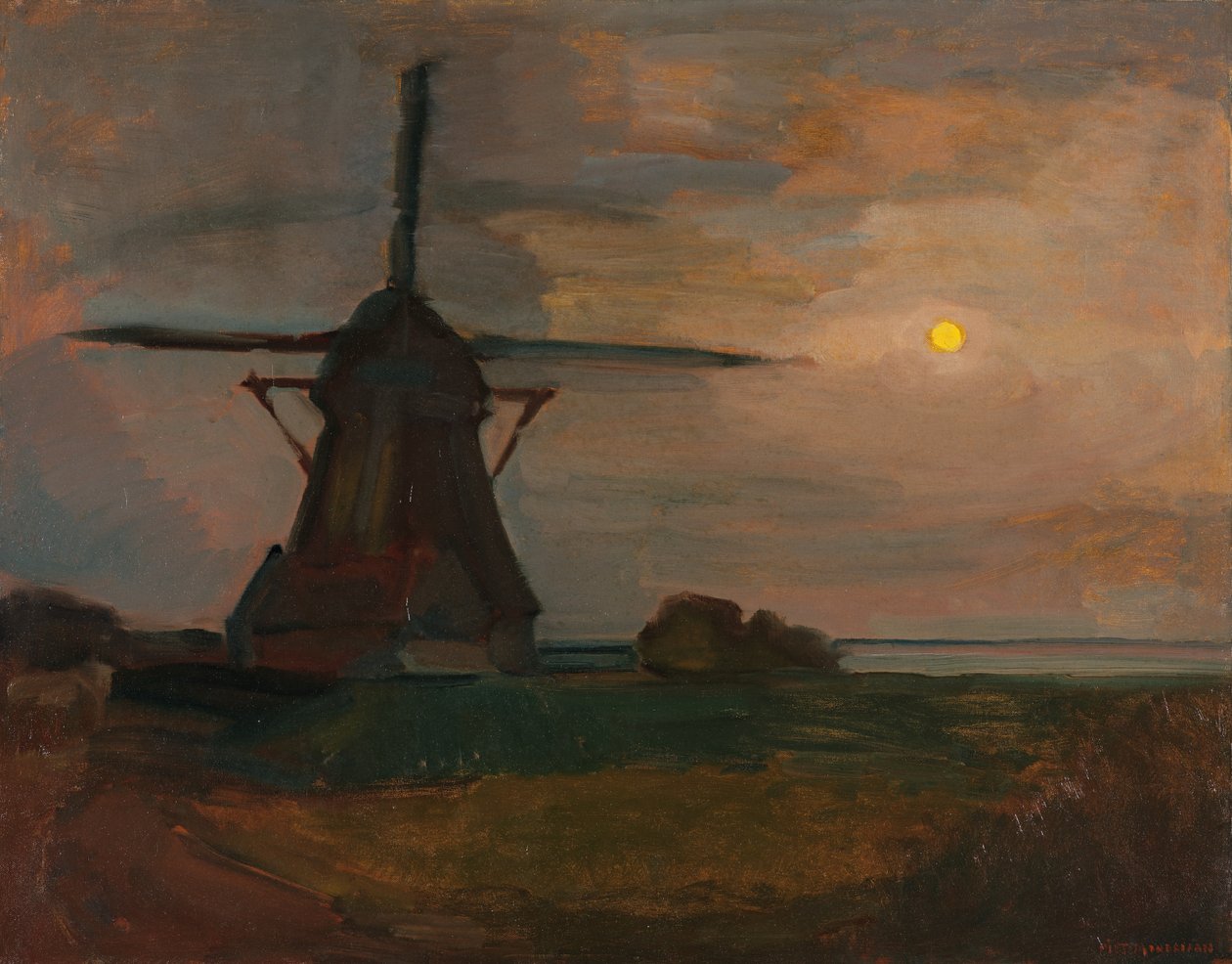 Oostzijdse Mühle im Mondlicht, ca. 1907 von Piet Mondrian