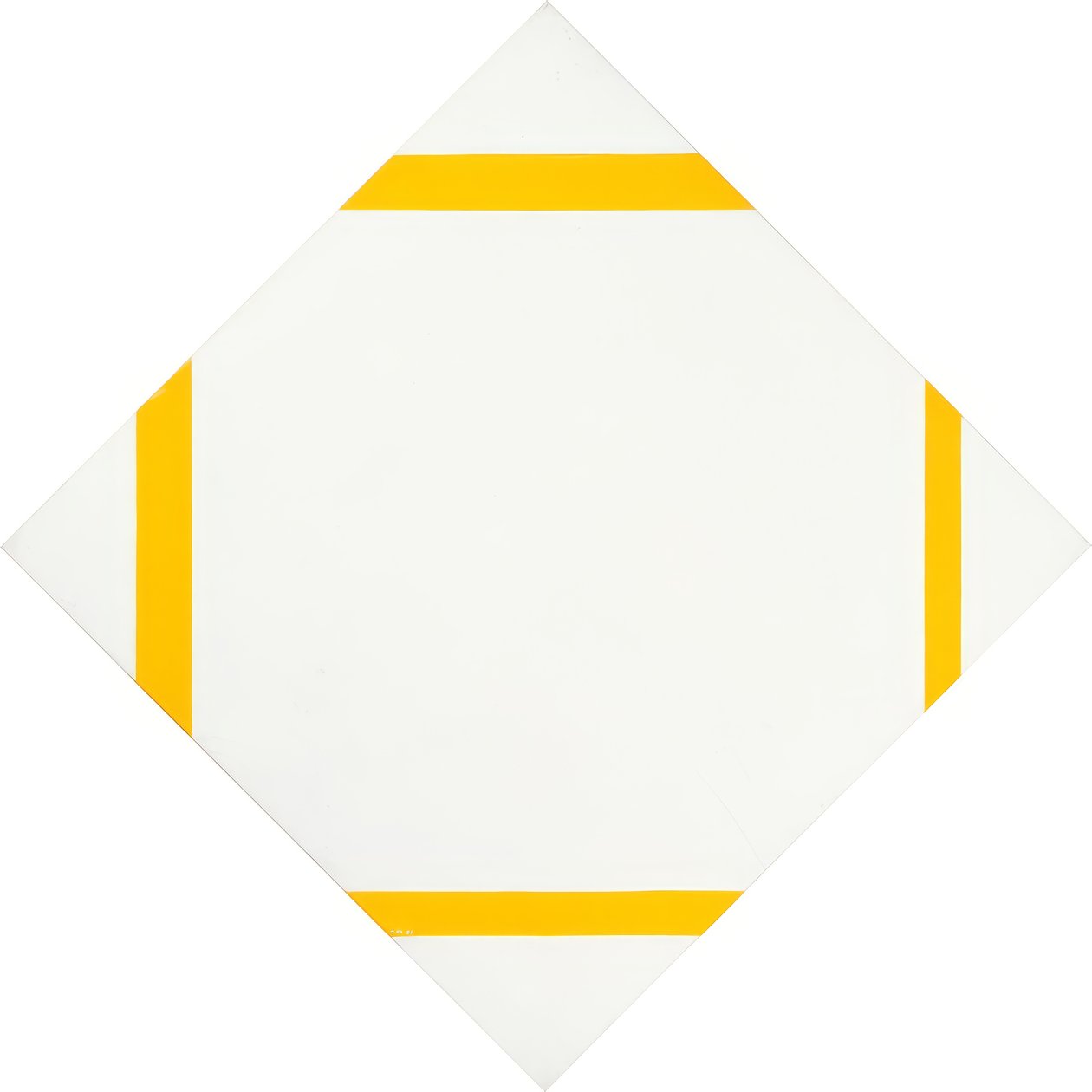 Rautenkomposition mit vier gelben Linien von Piet Mondrian