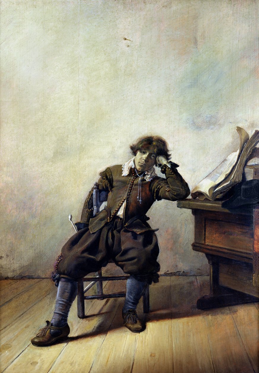 Ein junger Student in seinem Arbeitszimmer oder, Der Raucher von Pieter Codde