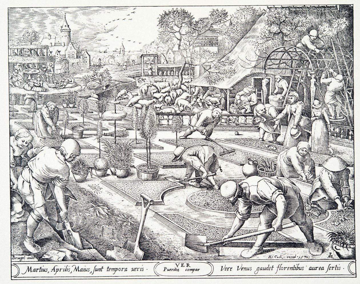 Frühling, graviert von Visscher, 1570 von Pieter Bruegel the Elder