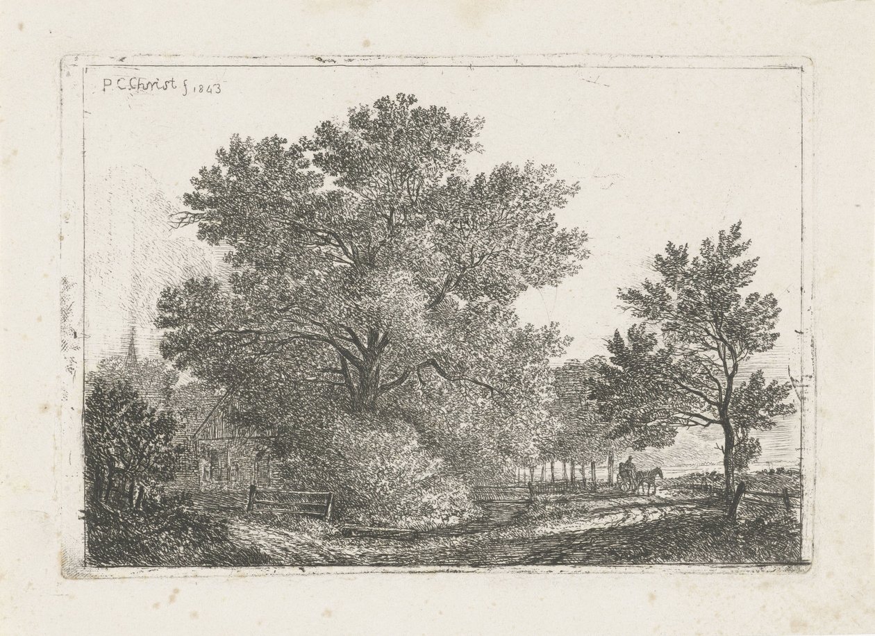 Landschaft mit großem Baum von Pieter Casper Christ