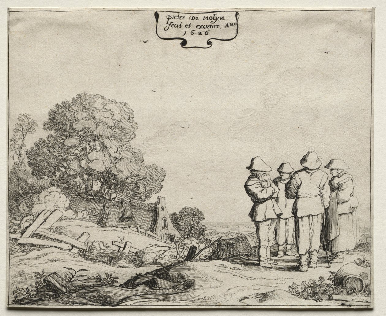 Landschaft mit vier Bauern im Gespräch, 1626 von Pieter Molyn