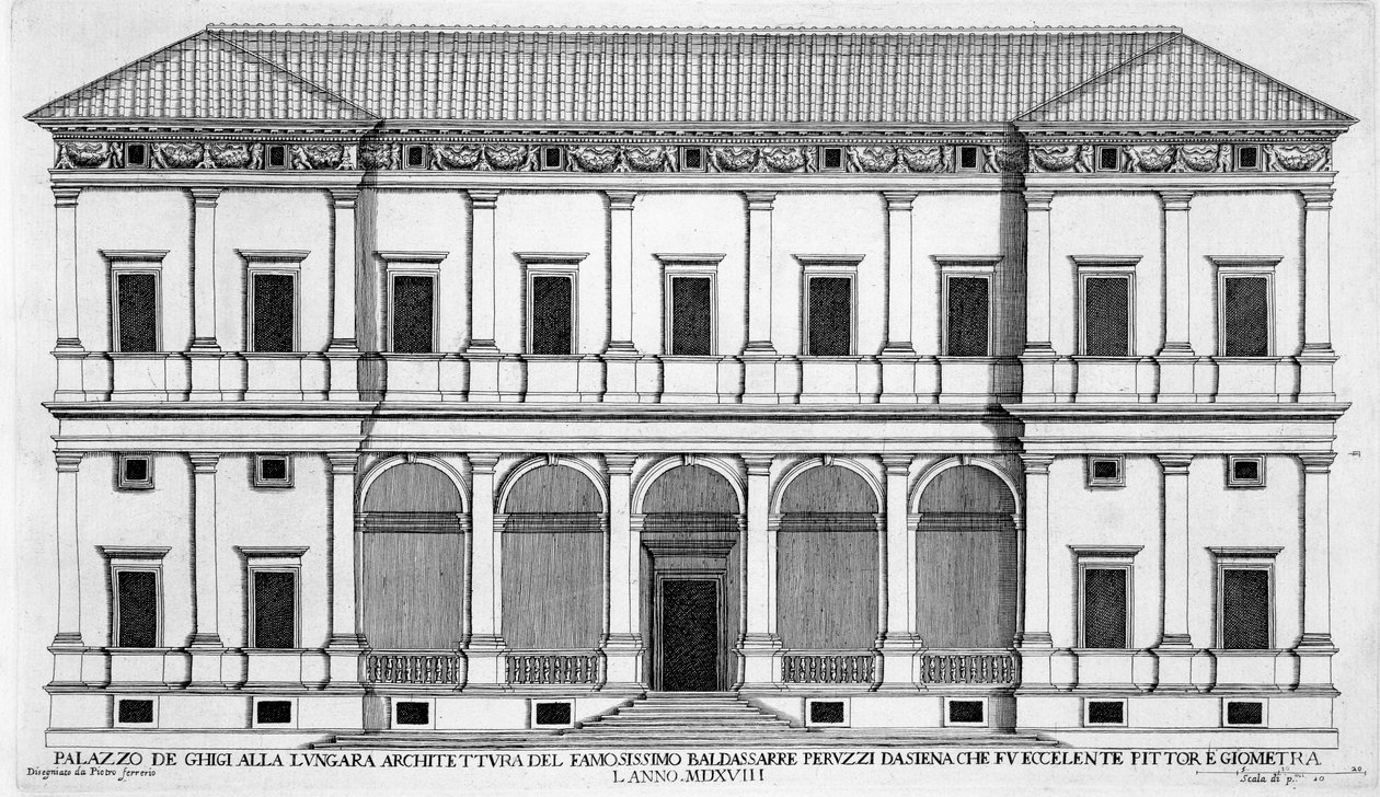 Palazzo Chigi an der Lungara, Rom, aus 