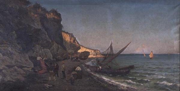 Fischer in einer Bucht bei Sonnenuntergang von Pietro Barucci