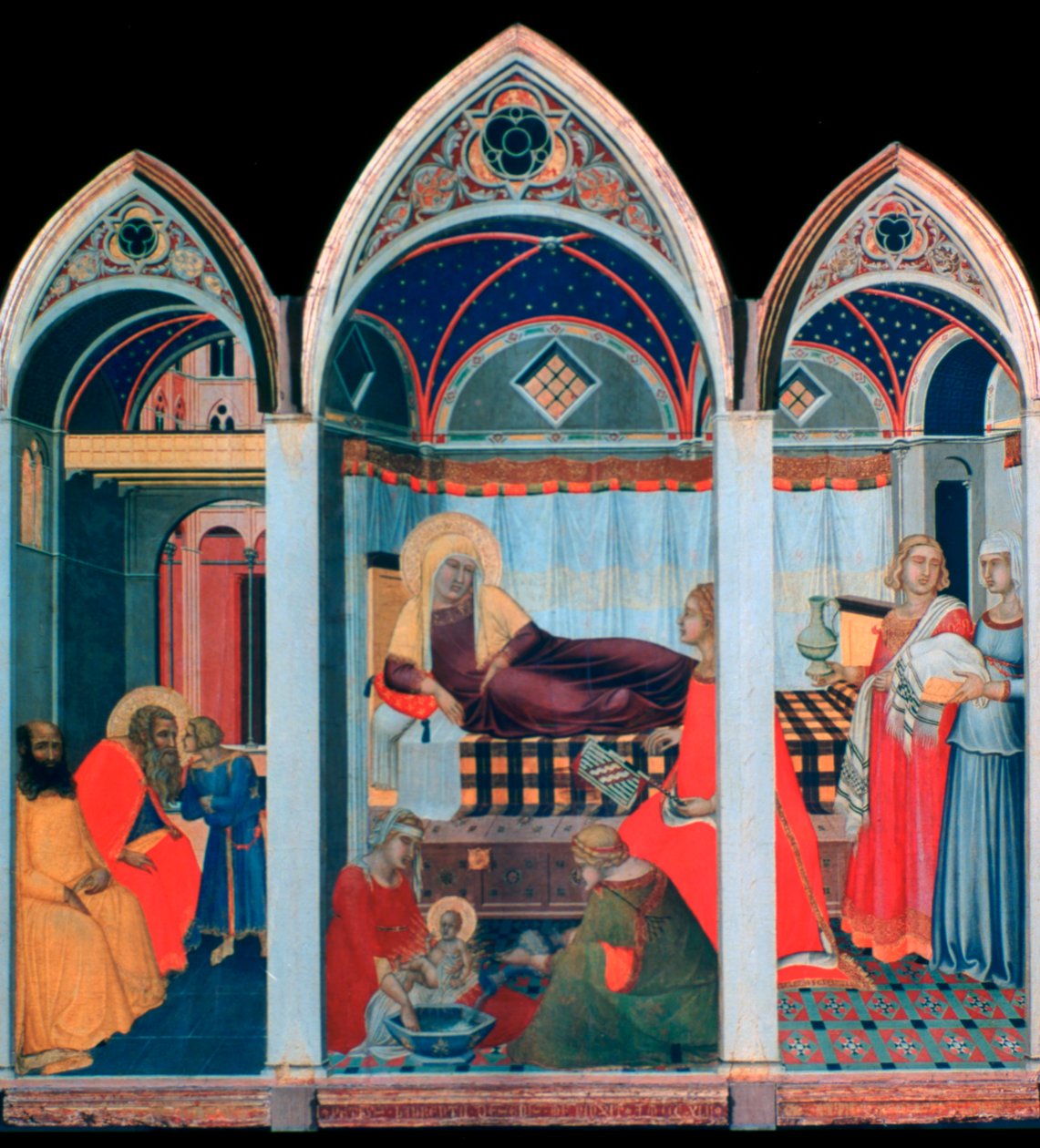 Geburt der Jungfrau, 1342 von Pietro Lorenzetti