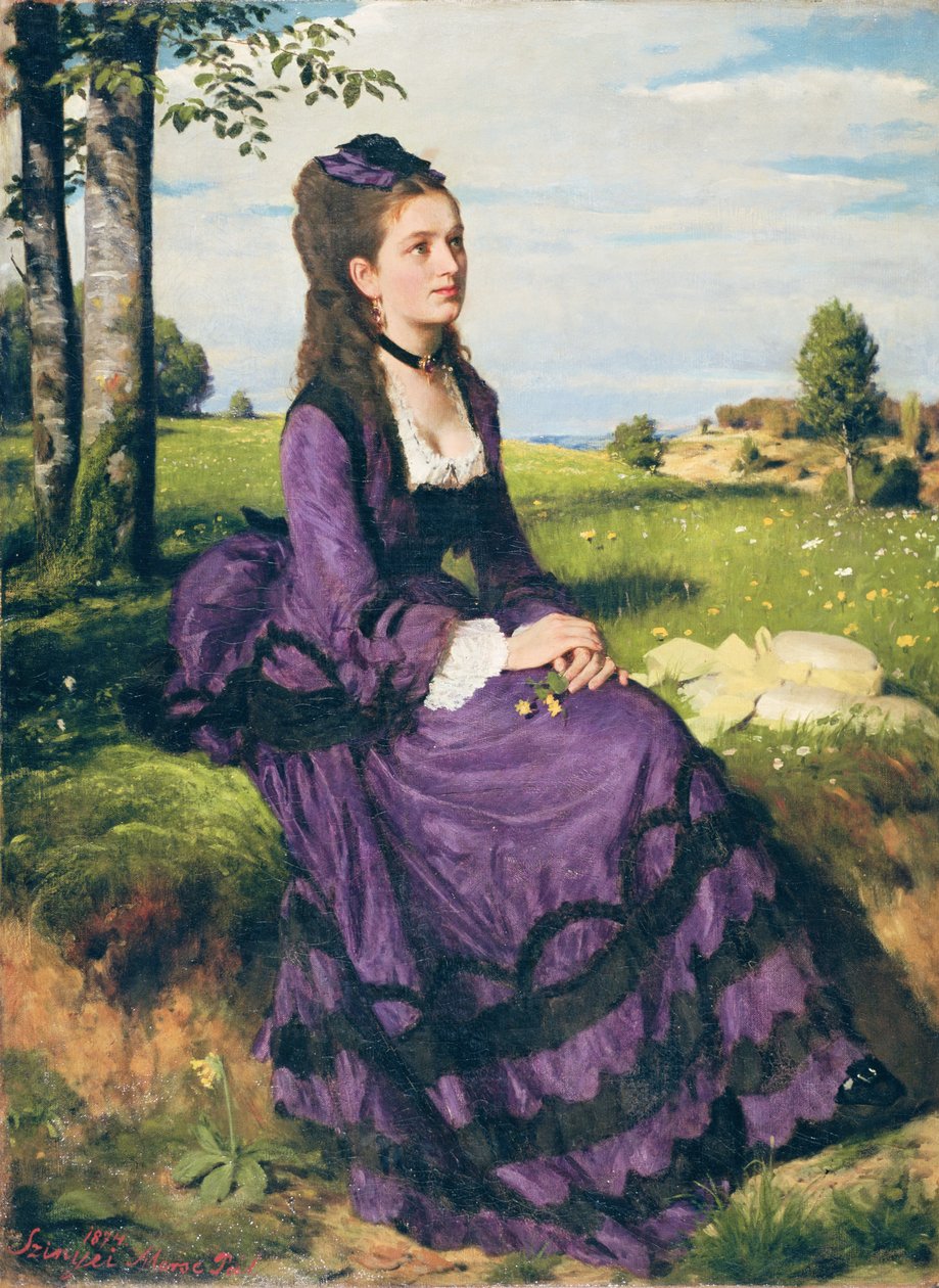 Frau in Violett, 1874 von Pál Szinyei Merse