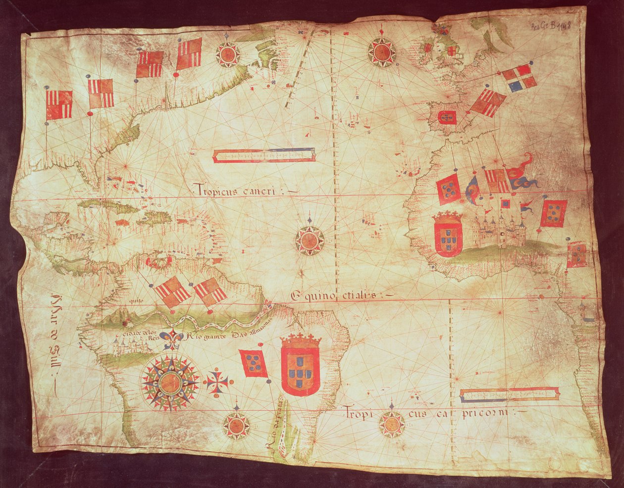 Karte des Atlantischen Ozeans, um 1550 von Portuguese School