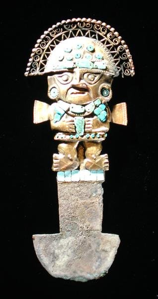 Tumi oder zeremonielles Messer in Form von Naylamp, Chimu von Pre Columbian Pre Columbian