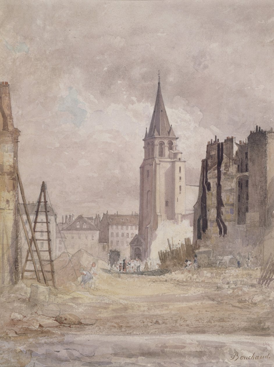 Abriss von Saint-Germain-des-Prés, ca. 1867-68 von Prudent Leon Bouchaud