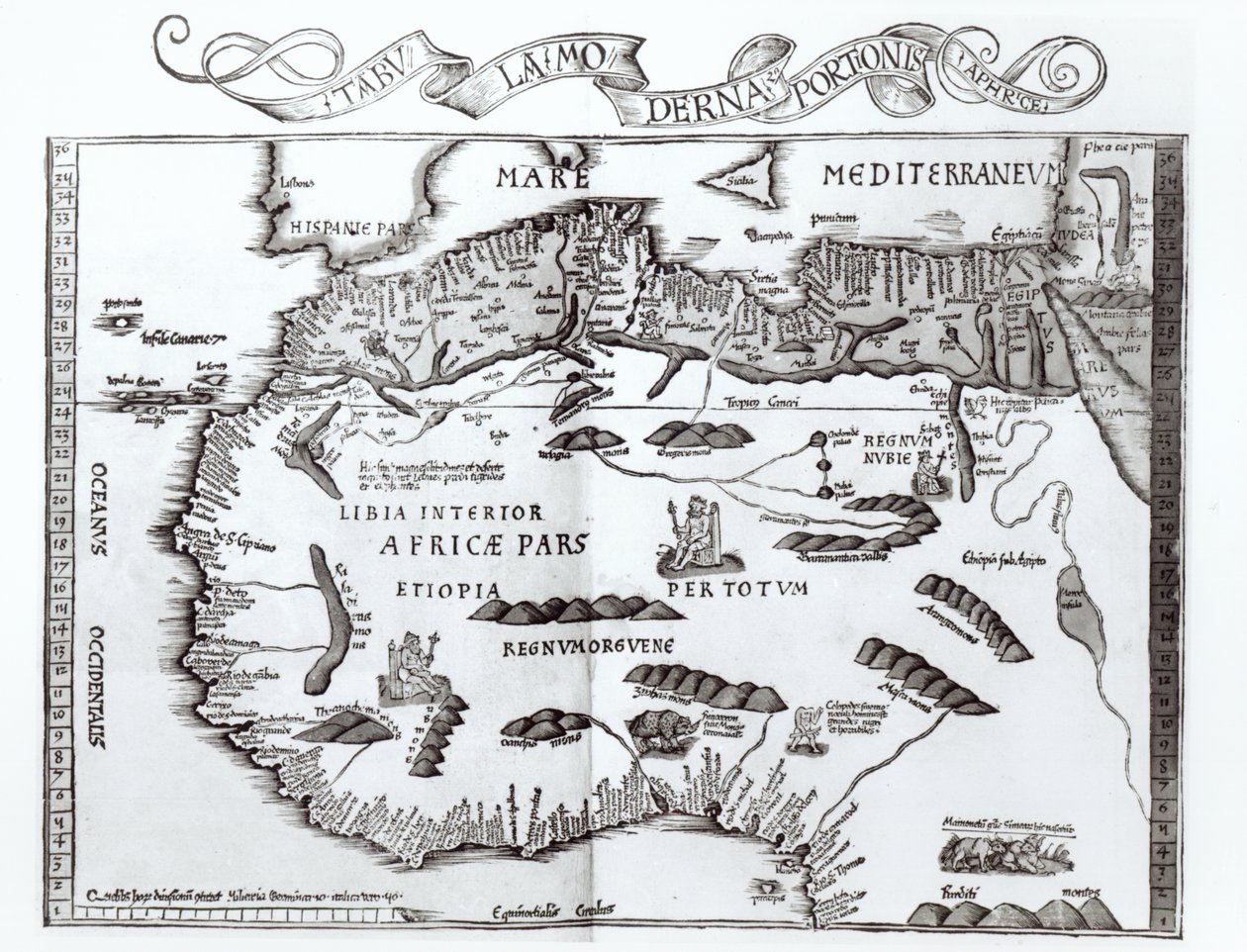 Karte, die den Norden Afrikas darstellt, aus einem Atlas von Ptolemäus, 1. Hälfte des 16. Jahrhunderts von Ptolemy