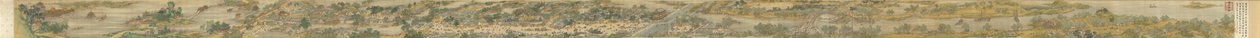 Am Fluss während des Qingming-Festes, Qing-Hof-Version, Handrolle, 1736 von Qing Dynasty Chinese School