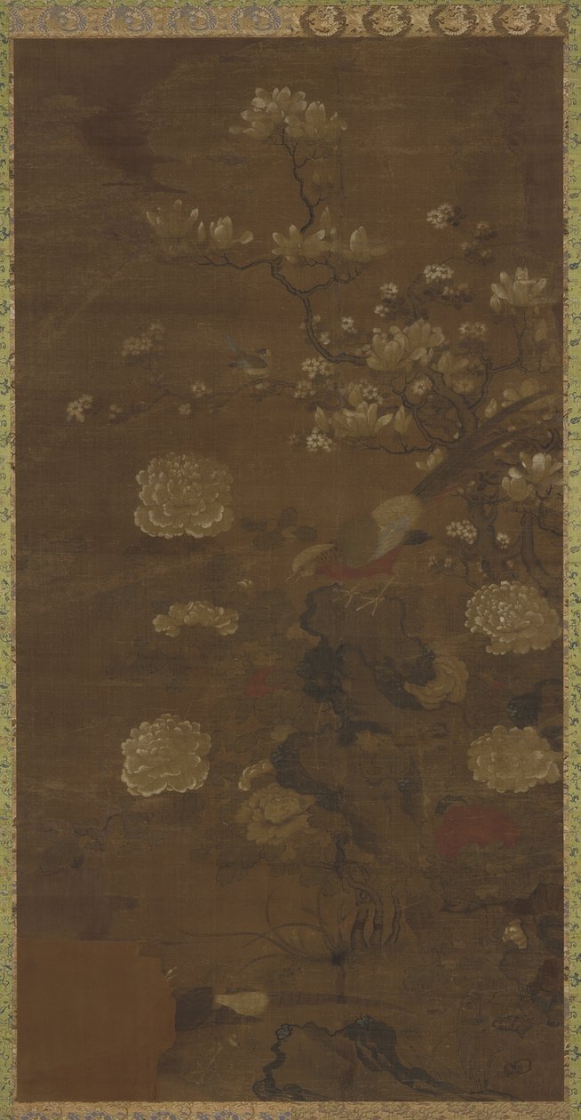 Magnolien, Pfingstrosen und Fasanen von Qing Dynasty Chinese School