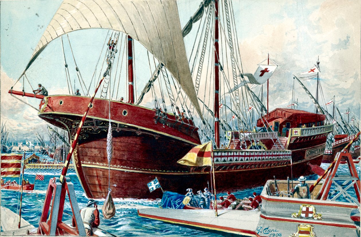 Eine genuesische Nave (großes Segelschiff) von Quinto Cenni