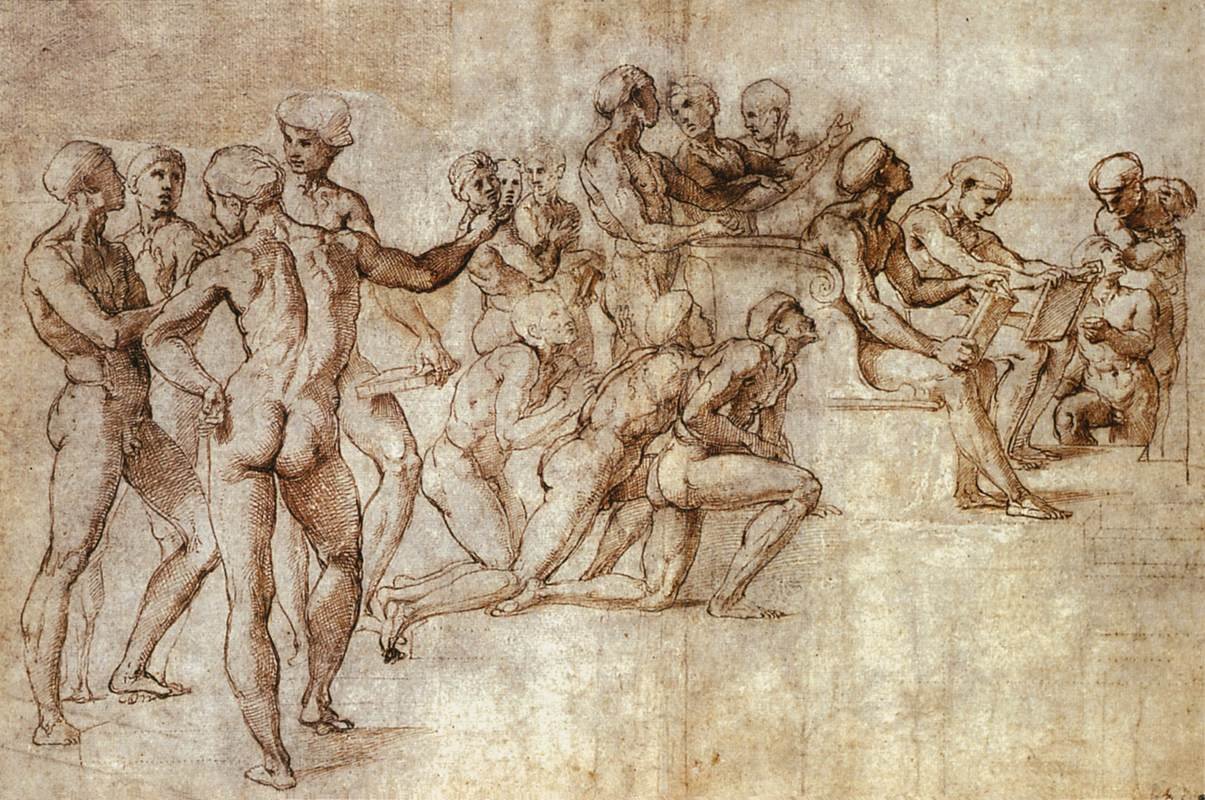 Nackter Garzone-Studie für die Disputa von Raffaello Sanzio Raphael