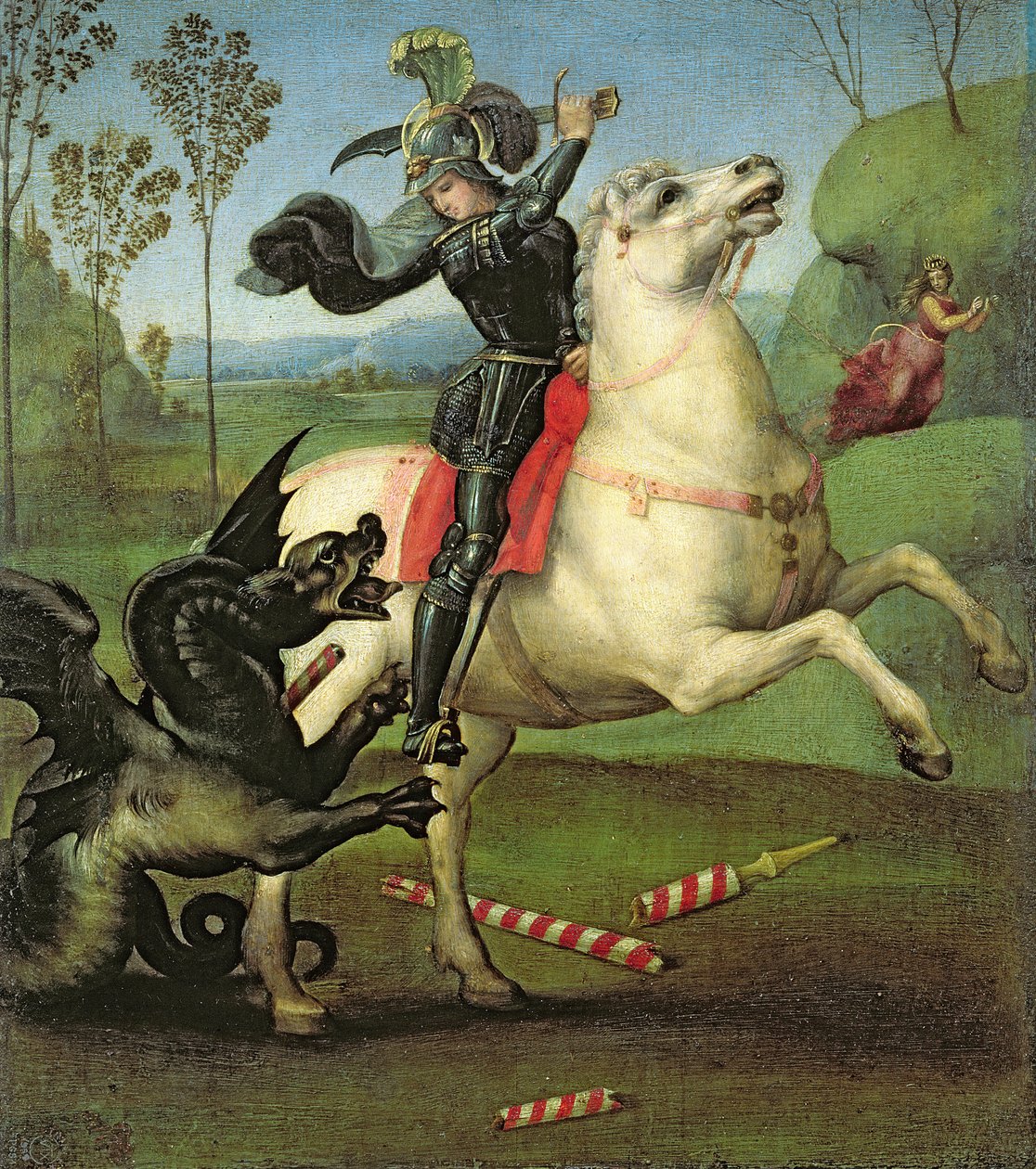 Der Heilige Georg kämpft mit dem Drachen, ca. 1503-05 von Raffaello Sanzio Raphael
