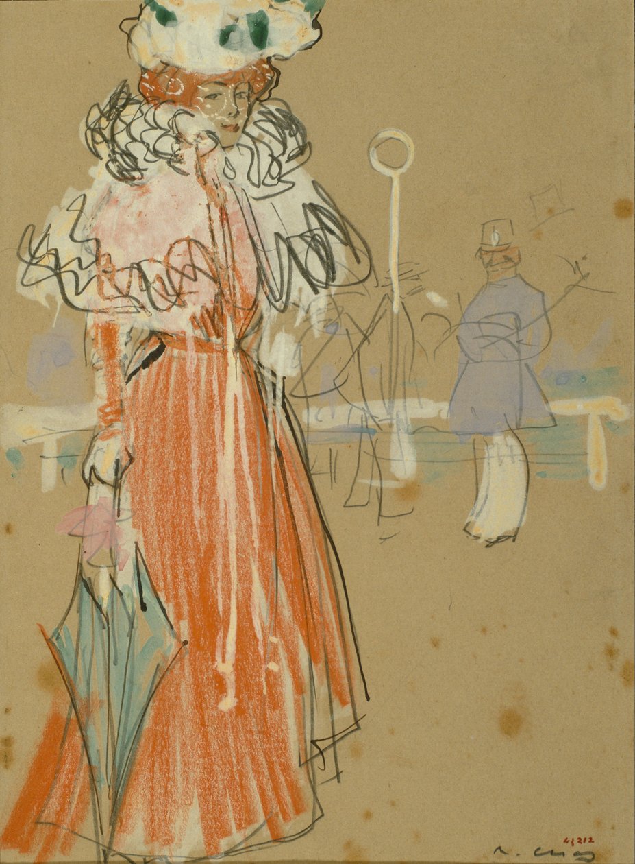 Weibliche Figur in Rot von Ramon Casas i Carbo