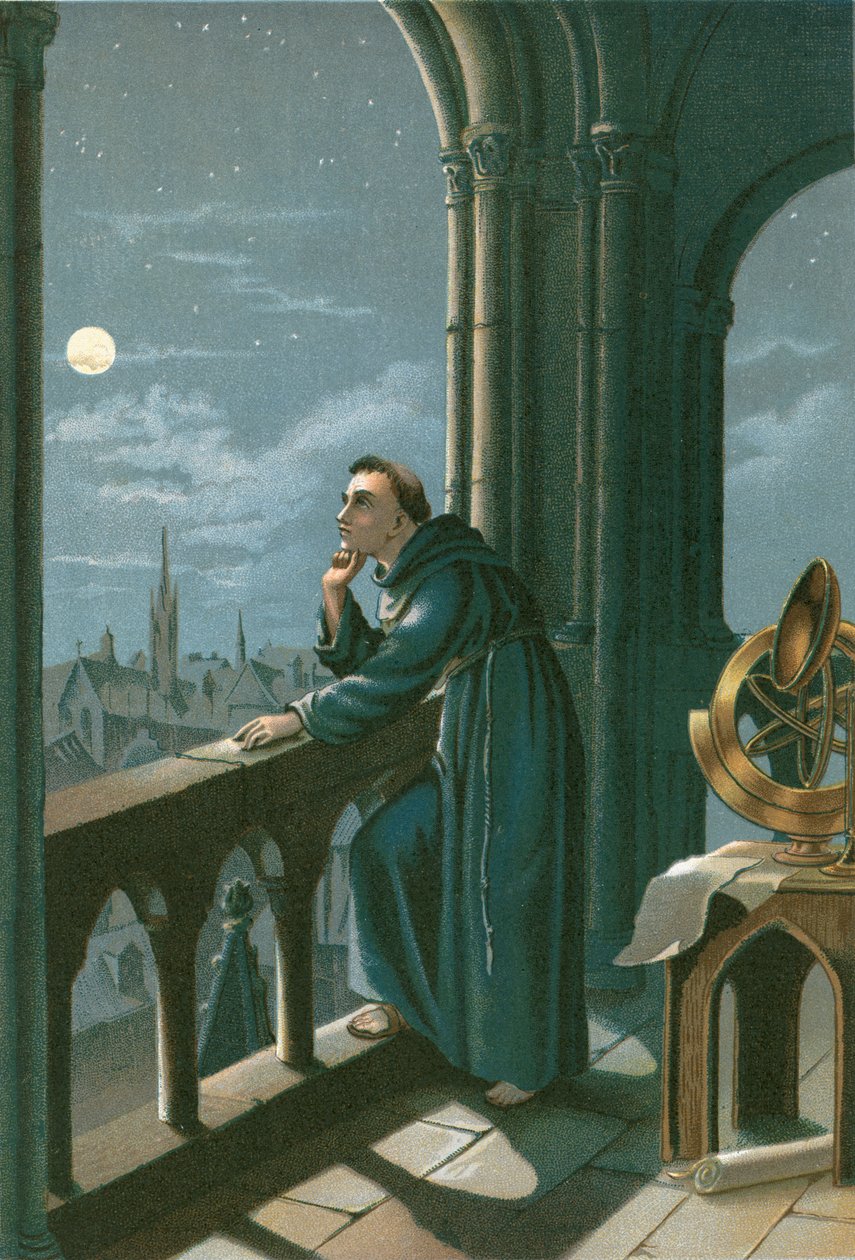 Roger Bacon in seinem Observatorium in Oxford von Ramon Puiggari