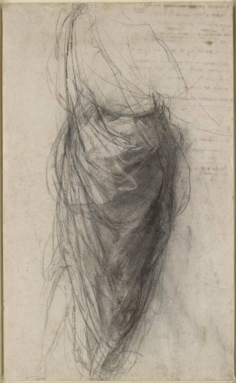 Recto: Studie für das Gewand eines Mannes von hinten von Raffaello Sanzio Raphael