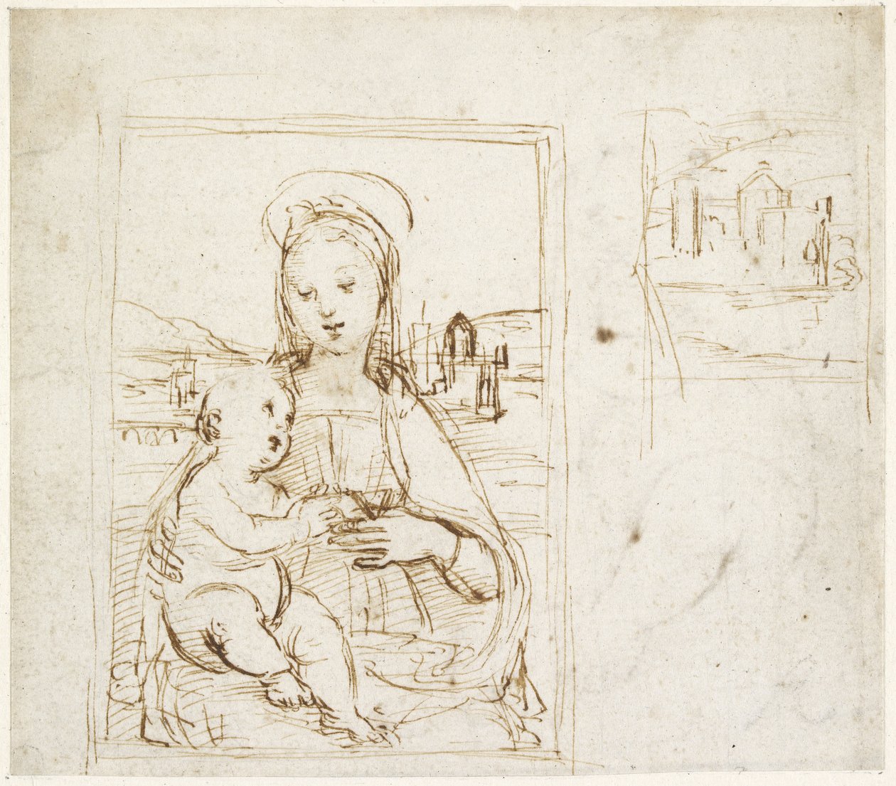 Studie für die Jungfrau und das Kind mit einem Buch von Raffaello Sanzio Raphael