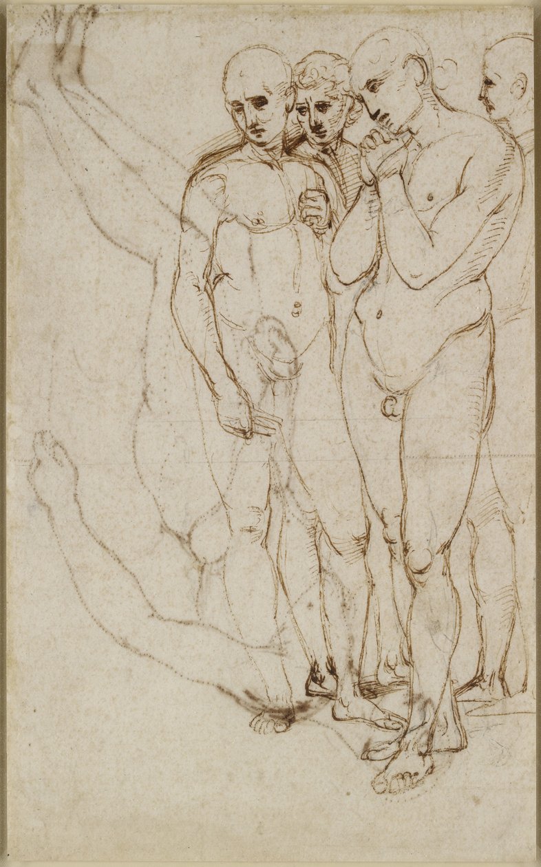 Studie von vier stehenden Männern in einer Pietà von Raffaello Sanzio Raphael