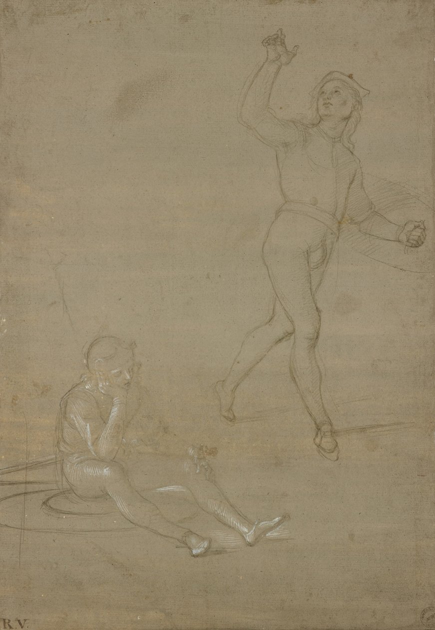 Studien für zwei Soldaten, einer schlafend, der andere stehend von Raffaello Sanzio Raphael
