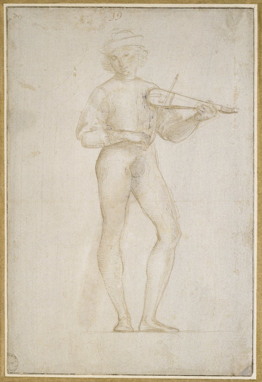 Studie eines jungen Mannes, der Musik macht von Raffaello Sanzio Raphael