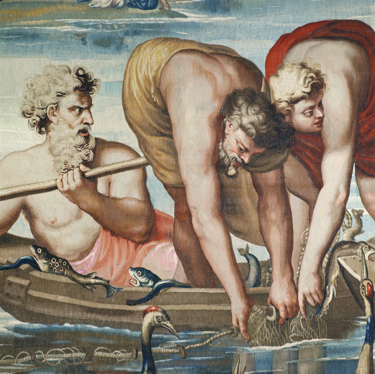 Wandteppich, der die Taten der Apostel darstellt, der wunderbare Fischfang (Detail) von Raffaello Sanzio Raphael