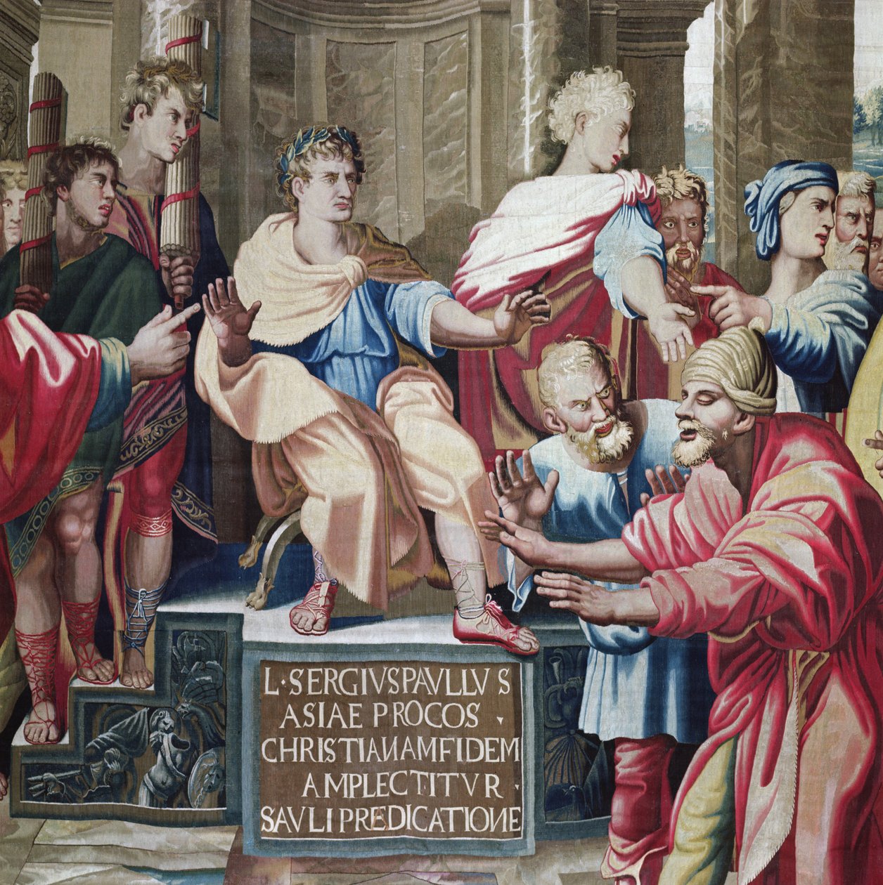 Wandteppich, der die Taten der Apostel darstellt, die Blindheit des Elymas (Detail) von Raffaello Sanzio Raphael