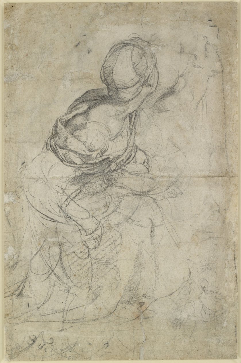 Verso: Studien für zwei kniende Frauen, WA1846.198 von Raffaello Sanzio Raphael