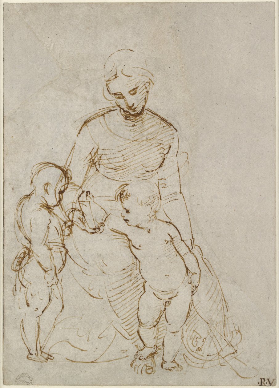 Recto: Die Madonna mit Kind und Johannes (Die Madonna del Cardellino), WA1846.160 von Raffaello Sanzio Raphael