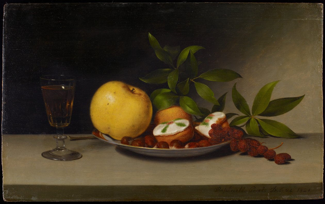 Stillleben mit Früchten, Kuchen und Wein, 1821 von Raphaelle Peale