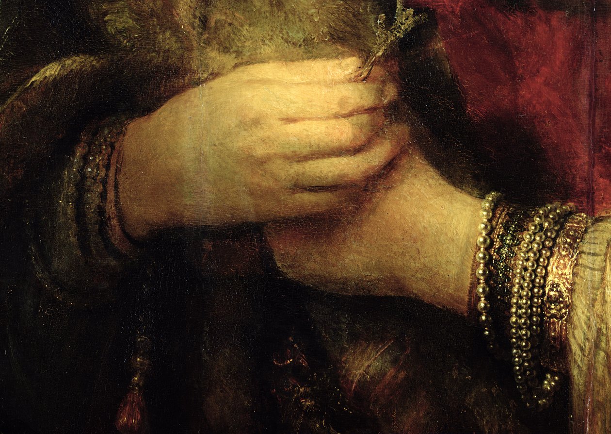 Porträt von Saskia van Uylenburgh (1612-42) in reichem Kostüm (Detail) von Rembrandt van Rijn