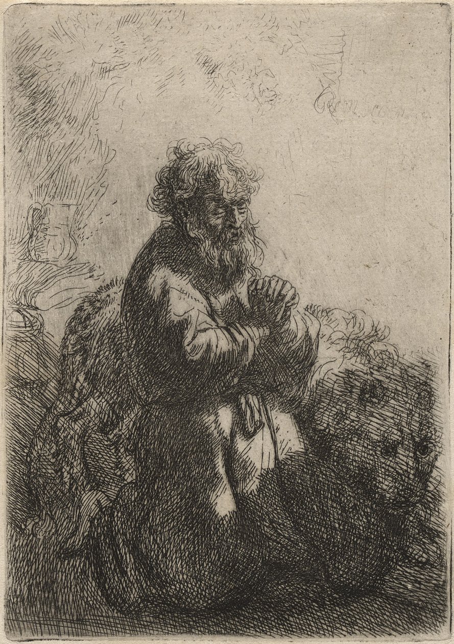 Der heilige Hieronymus kniend im Gebet, nach unten blickend, 1635 von Rembrandt van Rijn