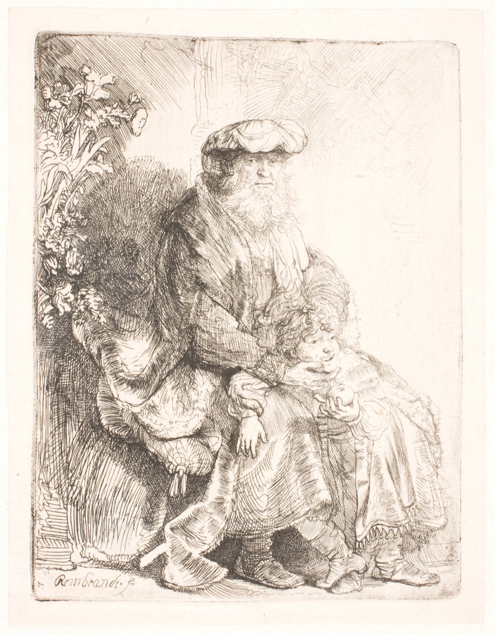 Abraham streichelt Isaak von Rembrandt van Rijn