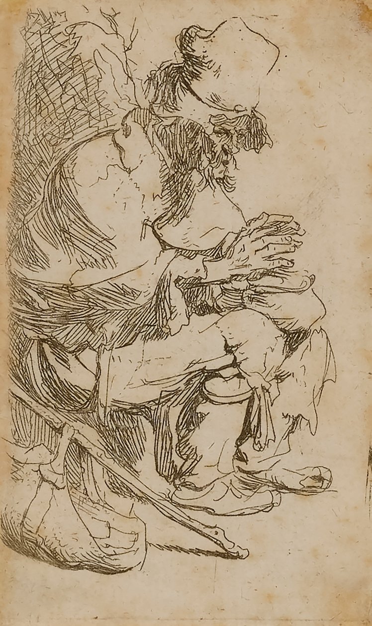 Bettler wärmt seine Hände von Rembrandt van Rijn