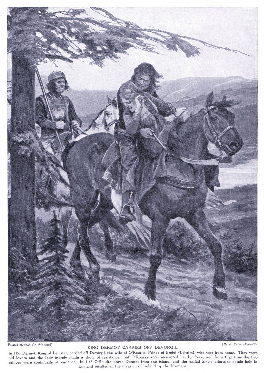 König Dermot entführt Devorgil, 1920er Jahre von Richard Caton Woodville junior