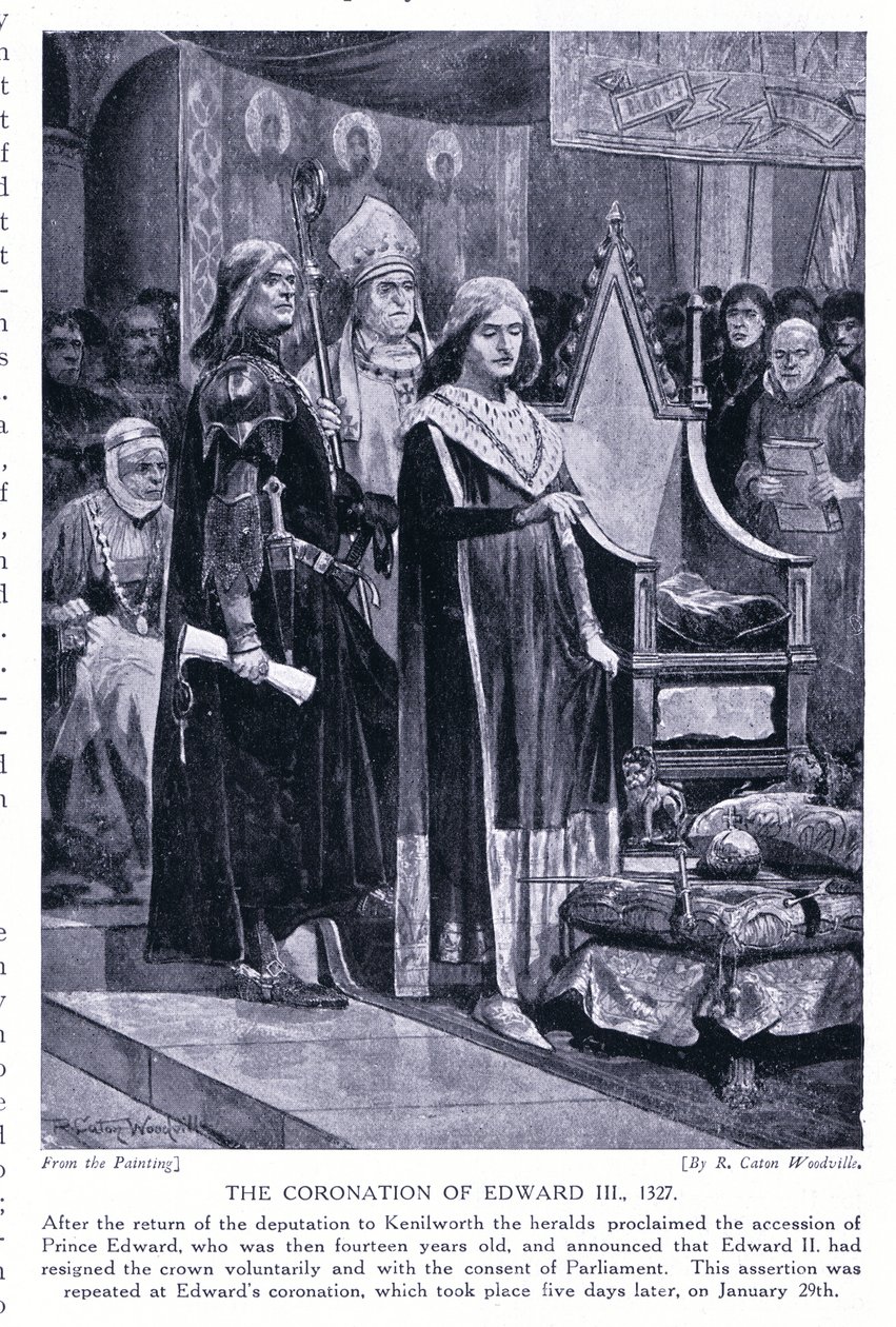 Die Krönung von Edward III AD1327, 1920er Jahre von Richard Caton Woodville junior
