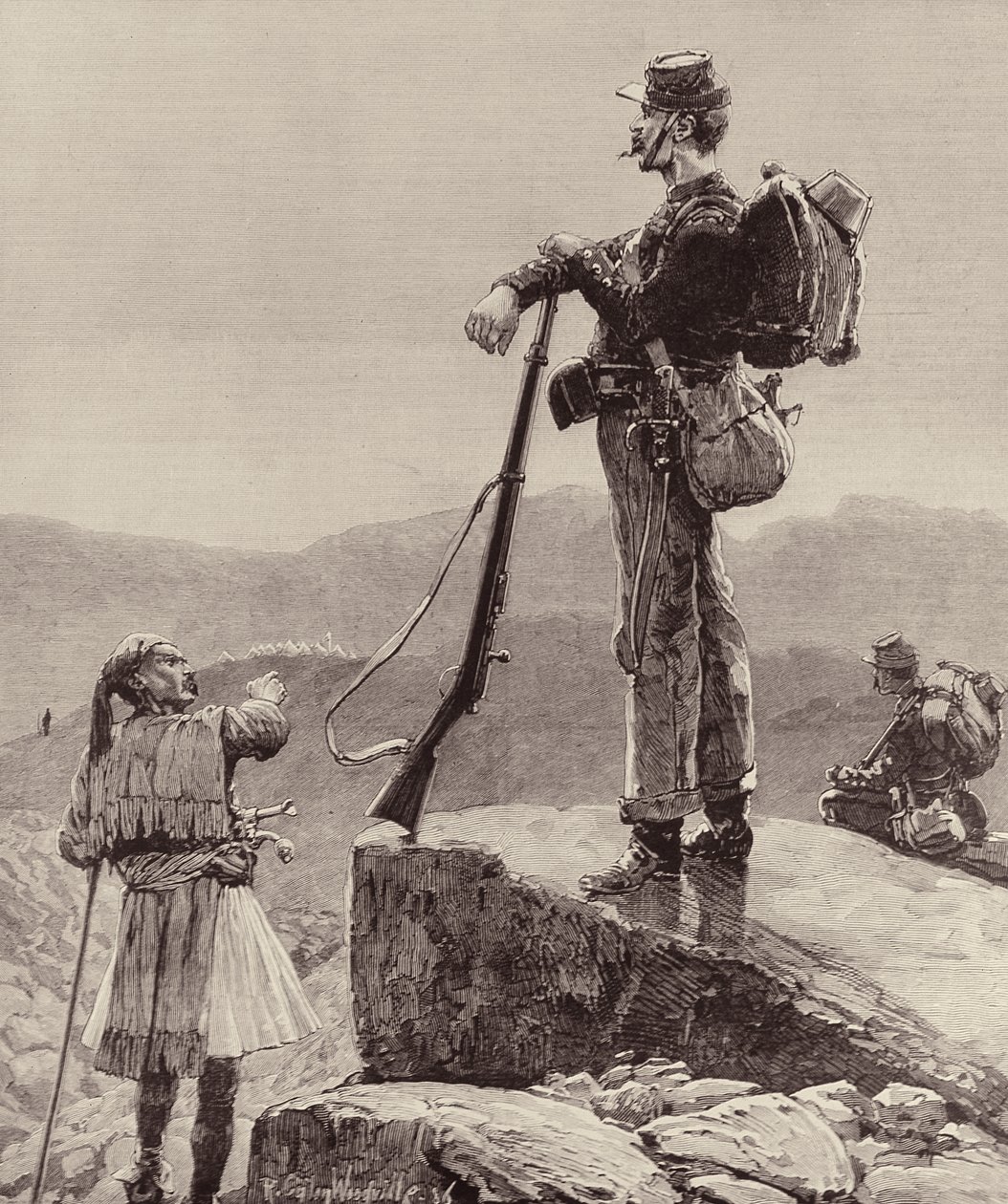 Auf der Lauer: Infanteriesoldaten der griechischen Armee von Richard Caton II Woodville