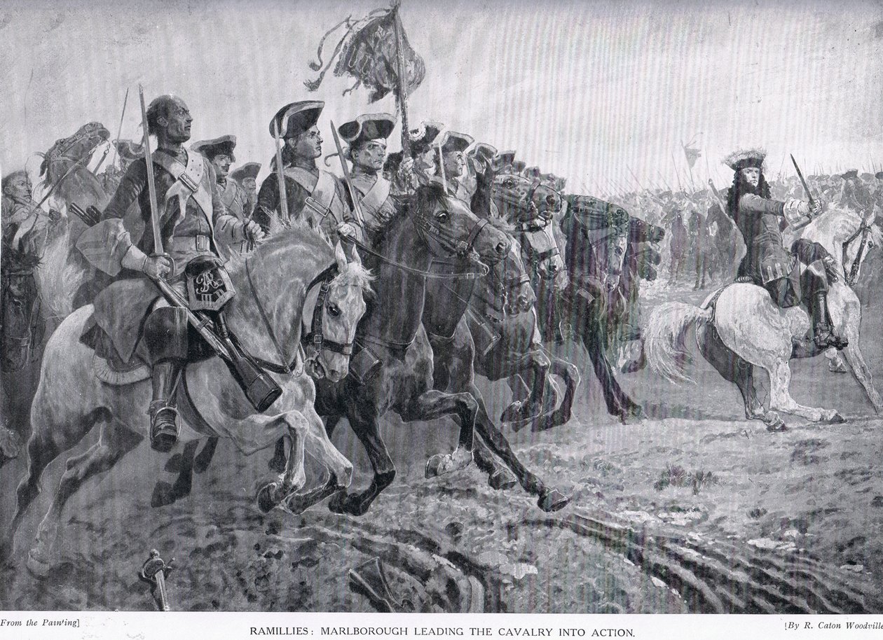 Ramillies: Marlborough führt die Kavallerie in die Schlacht, ca. 1910 von Richard Caton Woodville