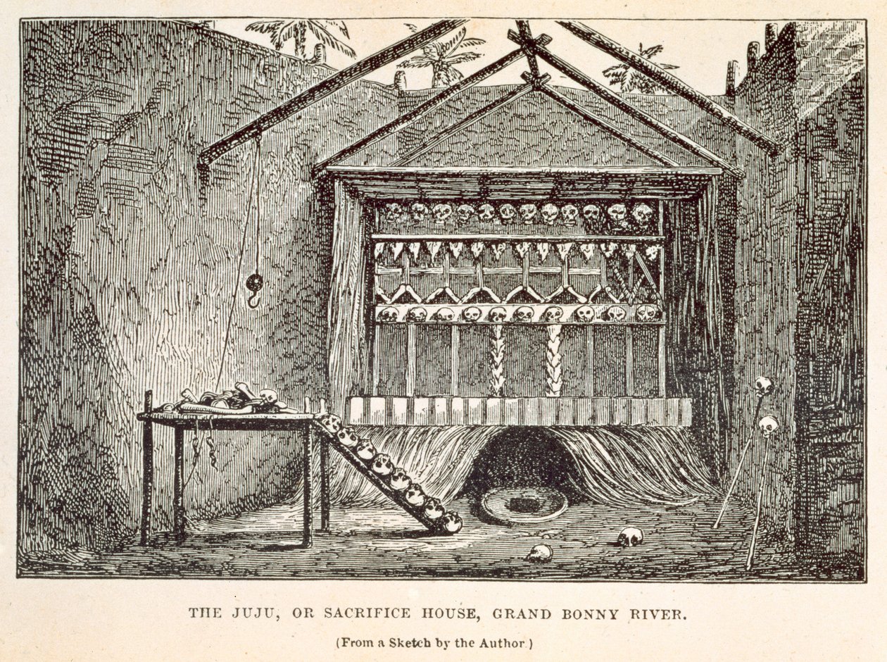 Das Juju- oder Opferhaus, Grand Bonny River, aus 
