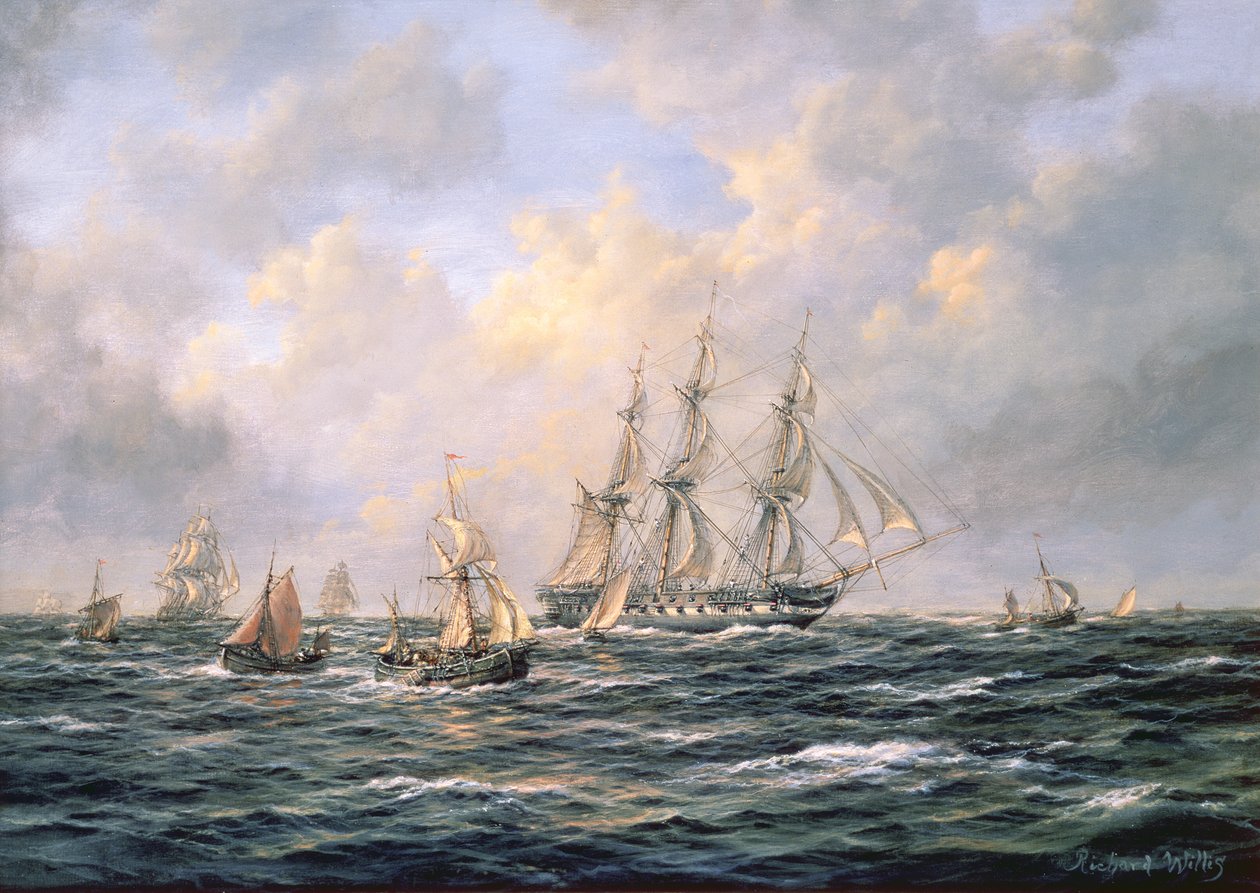 Konvoi von Ostindienfahrern zwischen Fischerbooten von Richard Willis