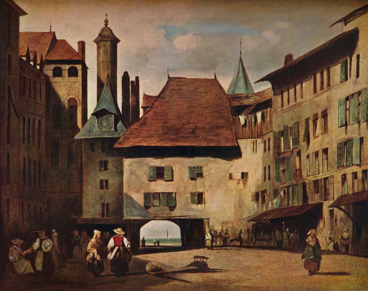 La Place du Molard, Genf, ca. 1830 von Richard Parkes Bonington