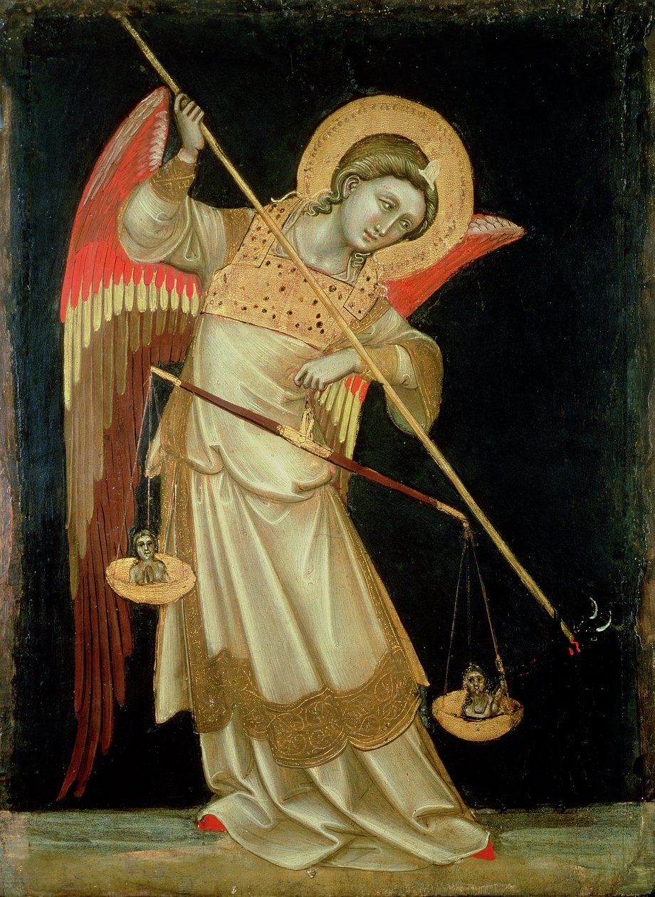 Ein Engel wiegt eine Seele, ca. 1348-55 von Ridolfo di Arpo Guariento