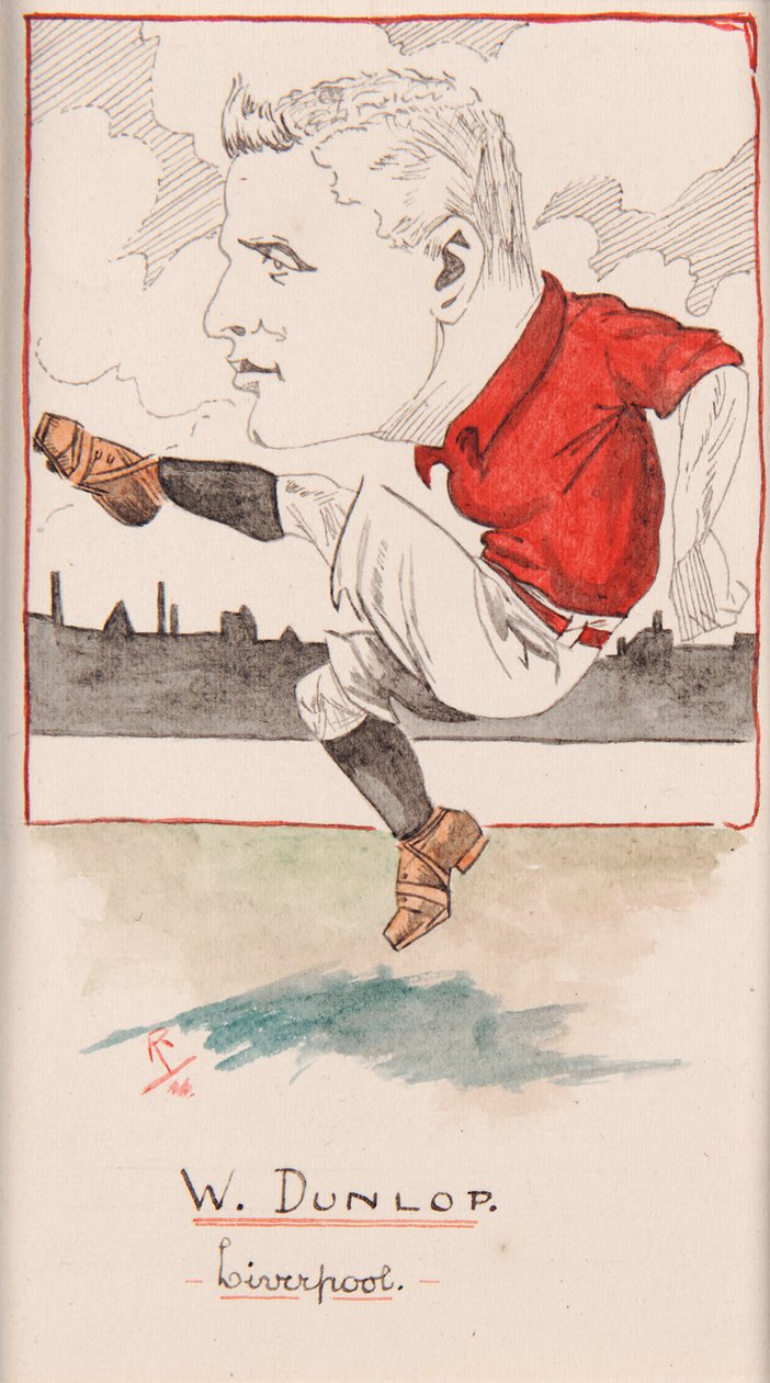 Billy Dunlop, Liverpool, Zeichnung für eine Serie von Zigarettenkarten, 1907 von Rip