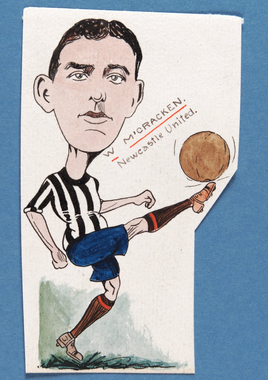 Billy McCracken, Newcastle United, Zeichnung für ein Set von Zigarettenkarten, 1907 von Rip