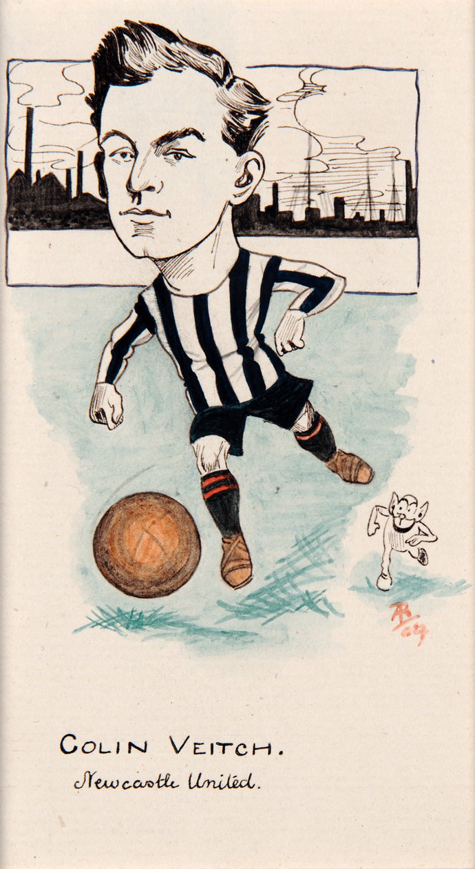 Colin Veitch, Newcastle United, Zeichnung für eine Serie von Zigarettenkarten, 1907 von Rip