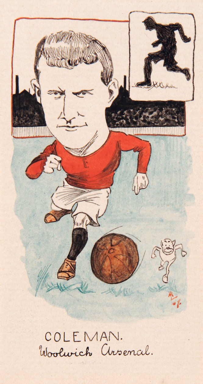 Tim Coleman, Woolwich Arsenal, Zeichnung für ein Set von Zigarettenkarten, 1907 von Rip
