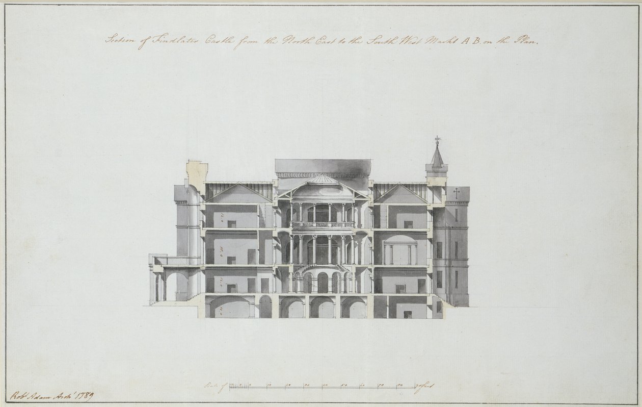Schnitt von Findlater Castle von Nordost nach Südwest, 1789 von Robert Adam