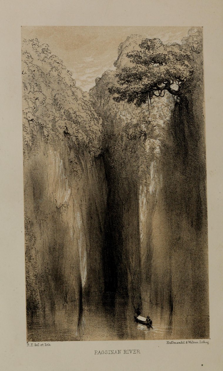 Pagsinan-Fluss, Aquarell von Robert Elwes (1819–1878), ein wohlhabender junger britischer Gentleman aus Norfolk von Robert Elwes