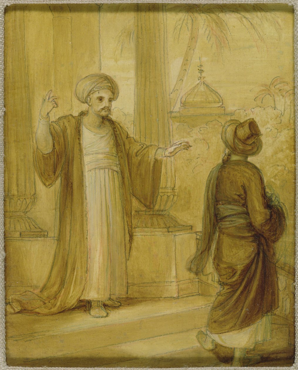 Zwei männliche Figuren stehend, Illustration aus einer östlichen Romanze, möglicherweise 